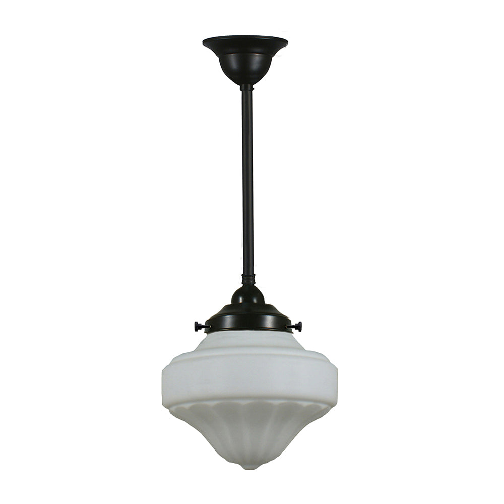Buy Pendant Lights Australia Single Rod Pendant Patina Black With 9" Derby Opal Matt Glass - 3020125