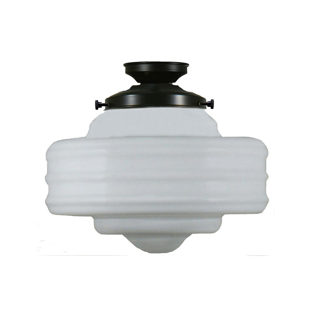 Buy DIY Batten Fix Lights Australia DIY Batten Fix Patina Black With 14" Detroit Opal Matt Glass - 3020039