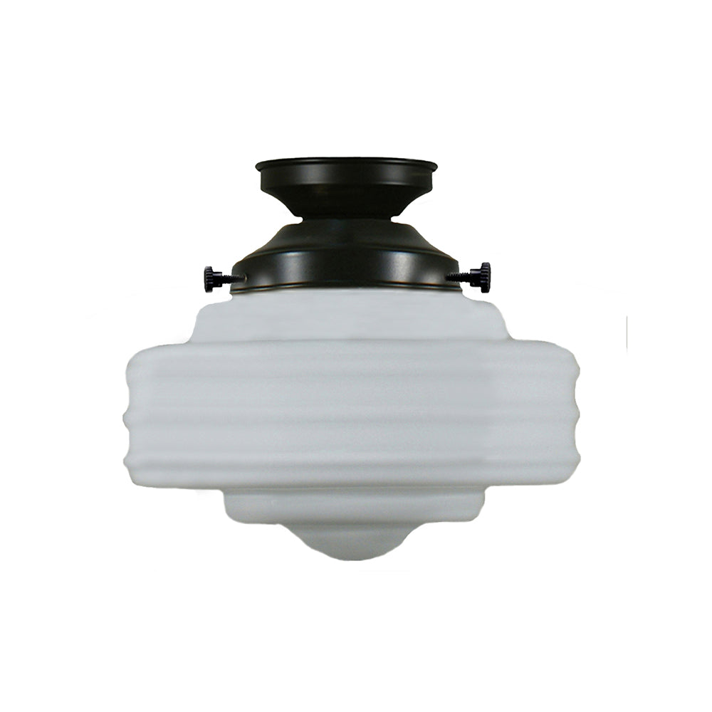 Buy DIY Batten Fix Lights Australia DIY Batten Fix Patina Black With 8" Detroit Opal Matt Glass - 3020025