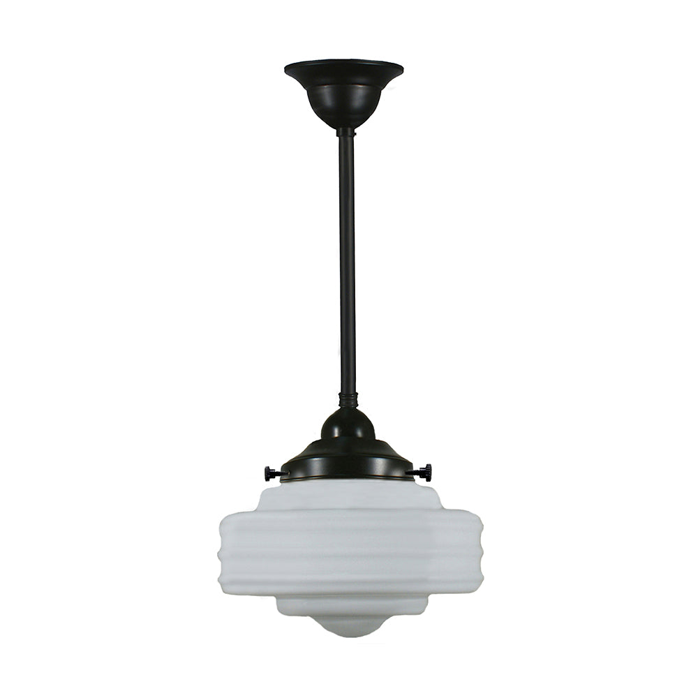 Buy Pendant Lights Australia Single Rod Pendant Patina Black With 8" Detroit Opal Matt Glass - 3020117