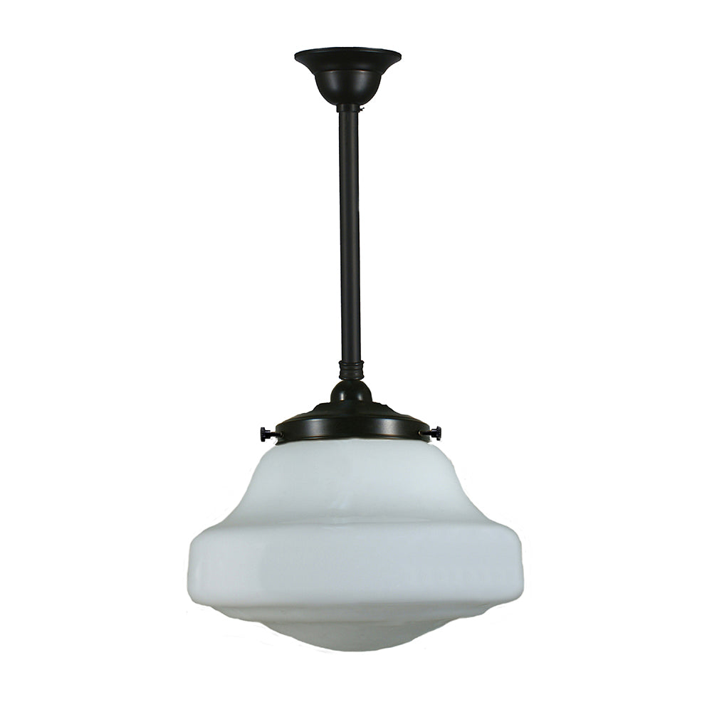 Buy Pendant Lights Australia Single Rod Pendant Patina Black With Lincoln Schoolhouse Opal Matt Glass - 3020132