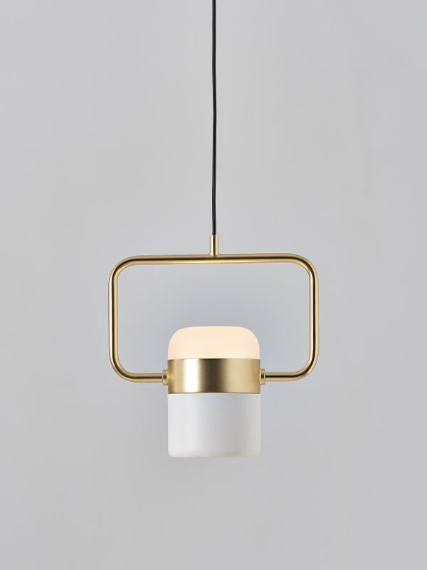 Ling Horizontal Pendant White & Brass - SE S/LING/H/WH/BR