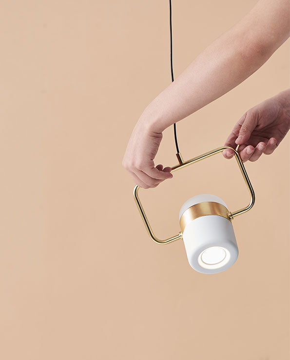 Ling Horizontal Pendant White & Brass - SE S/LING/H/WH/BR