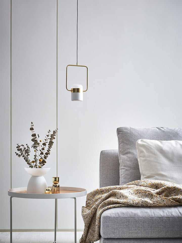 Ling Vertical Pendant White & Brass - SE S/LING/V/WH/BR