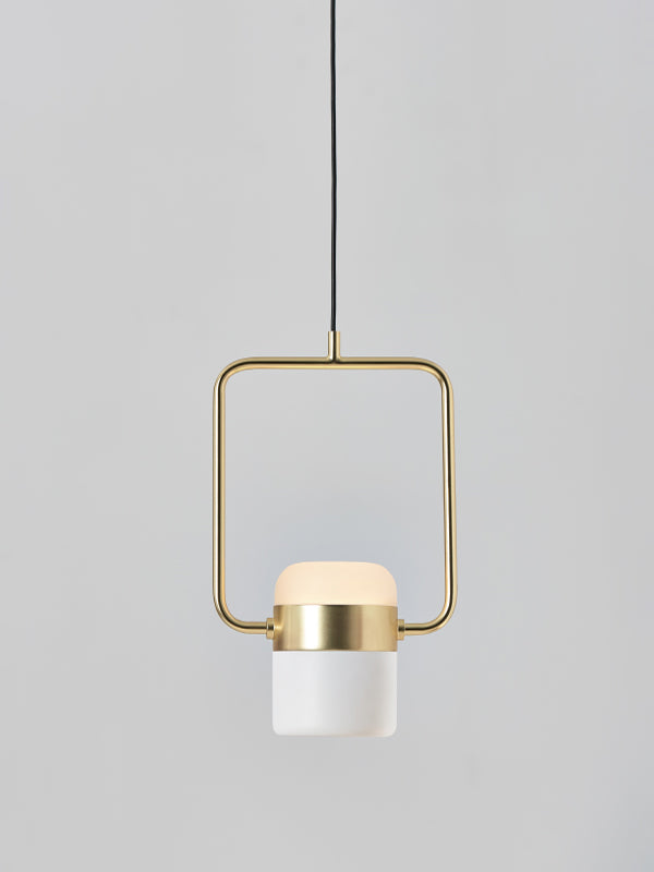 Ling Vertical Pendant White & Brass - SE S/LING/V/WH/BR