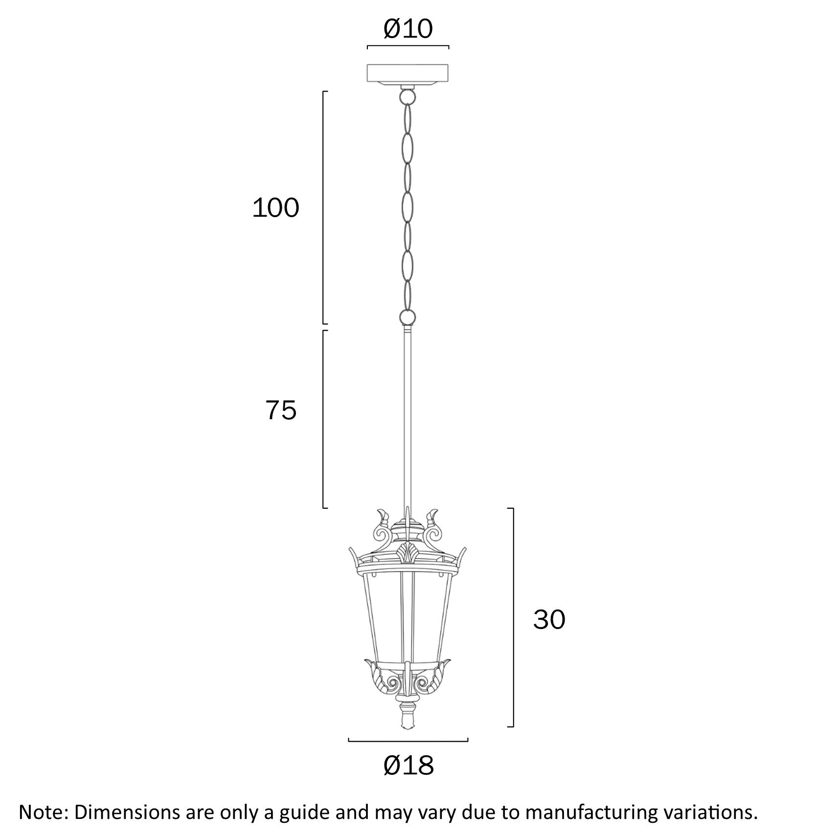 Pedral 180mm Ceiling Lanterns Black - PEDRAL PE18-BK