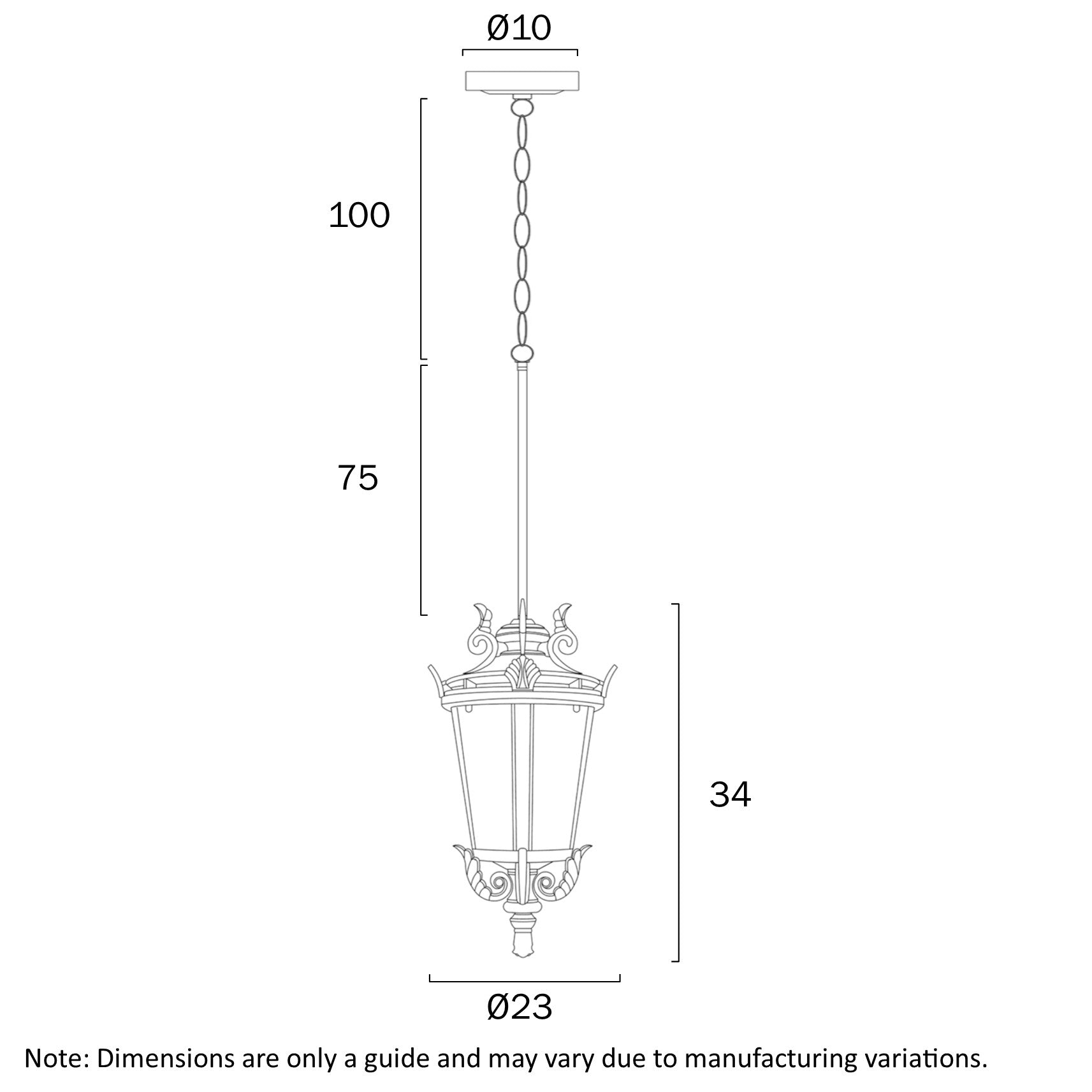 Pedral 230mm Ceiling Lanterns Black - PEDRAL PE23-BK