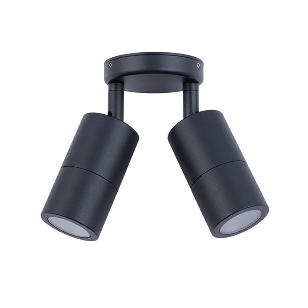 GU10 Exterior Double Adjustable Wall Pillar Light Black IP65 - PG2ABL