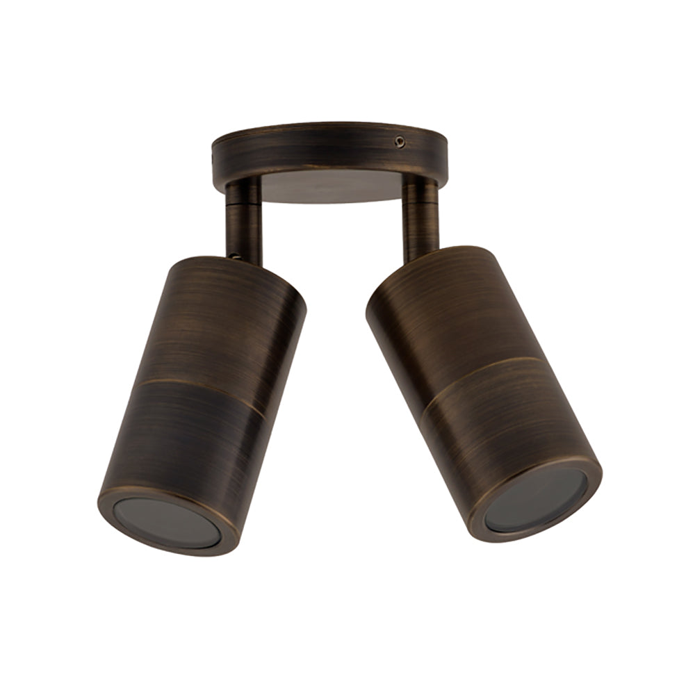 Buy Exterior Spotlights Australia MR16 12V Exterior Double Adjustable Wall Pillar Light Antique Brass IP65 - PM2ABR