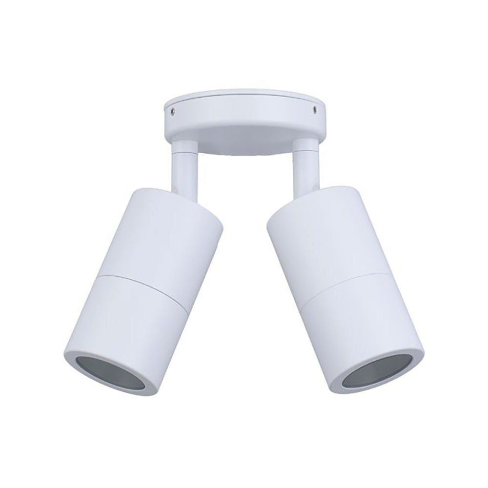 Buy Exterior Spotlights Australia GU10 Exterior Double Adjustable Wall Pillar Light White IP65 - PG2AWH