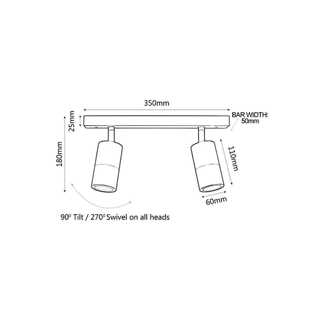 Buy Outdoor Ceiling Spotlights Australia GU10 Exterior Adjustable Head 2 Light Spotlight Titanium IP44 - PG2BART