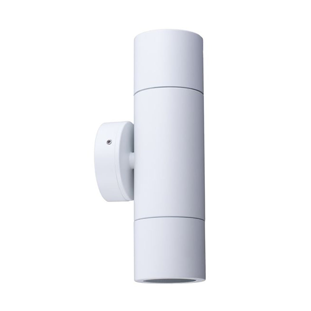 GU10 Exterior Double Fixed Up/Down Wall Pillar Light White IP65 - PGUDWH