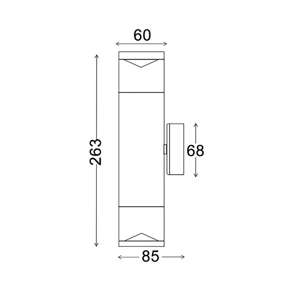 Buy Up / Down Wall Lights Australia PHARE 240V GU10 Exterior Up/Down Wall Pillar Light Titanium IP65 - PHARE02G