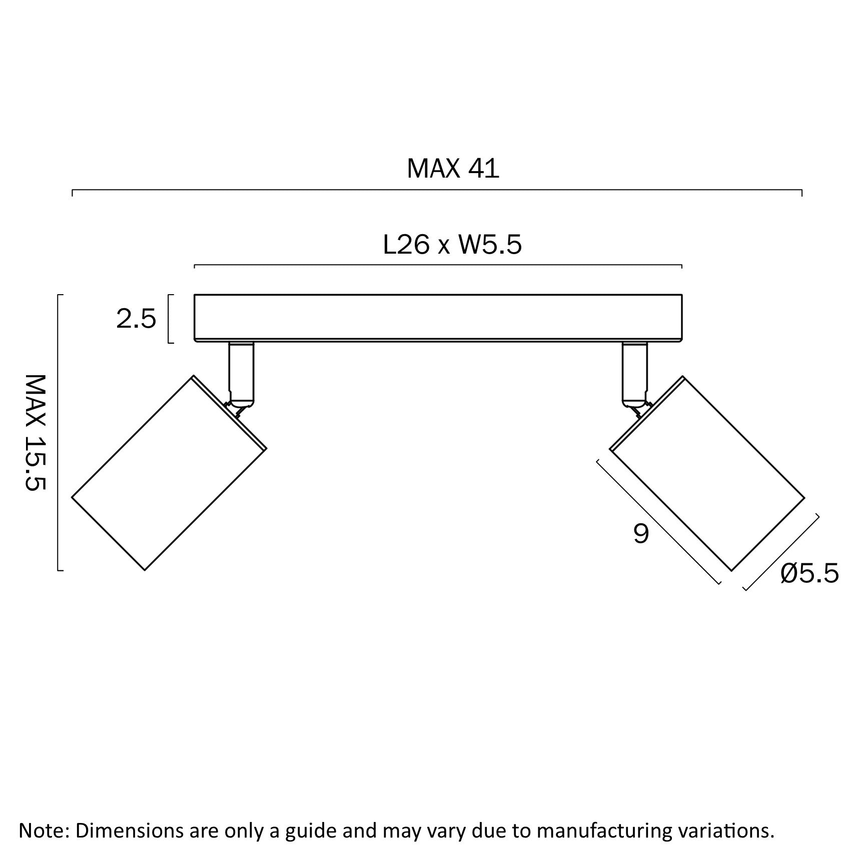 Picard 2 Light Spotlight 14W TRI Colour Black - PICARD SP2-BK