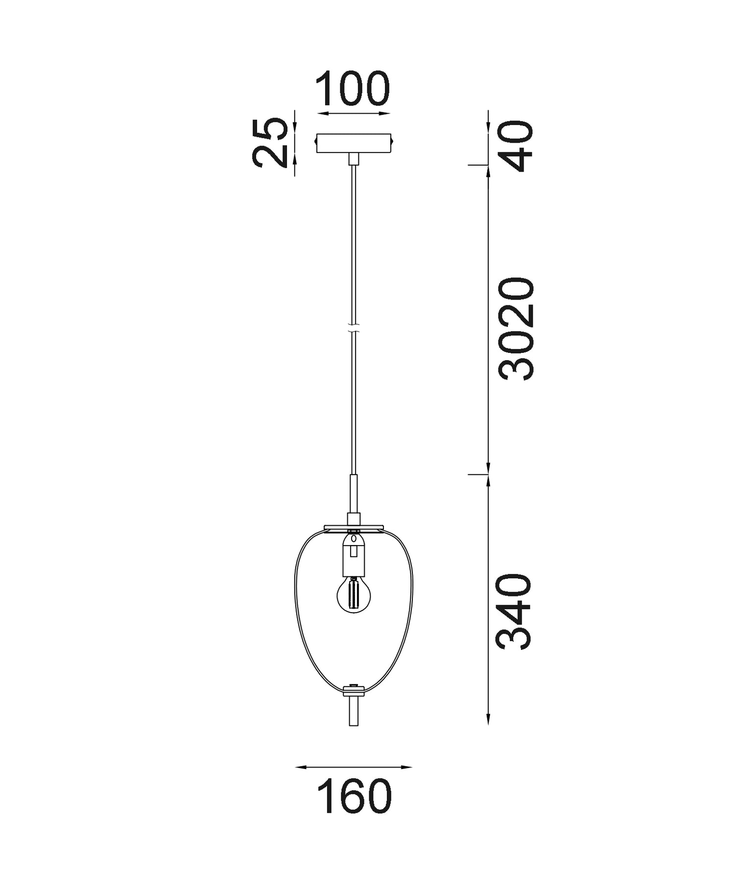 Pino 1 Light Pendant Iron & Glass Opal Matte - PINO2