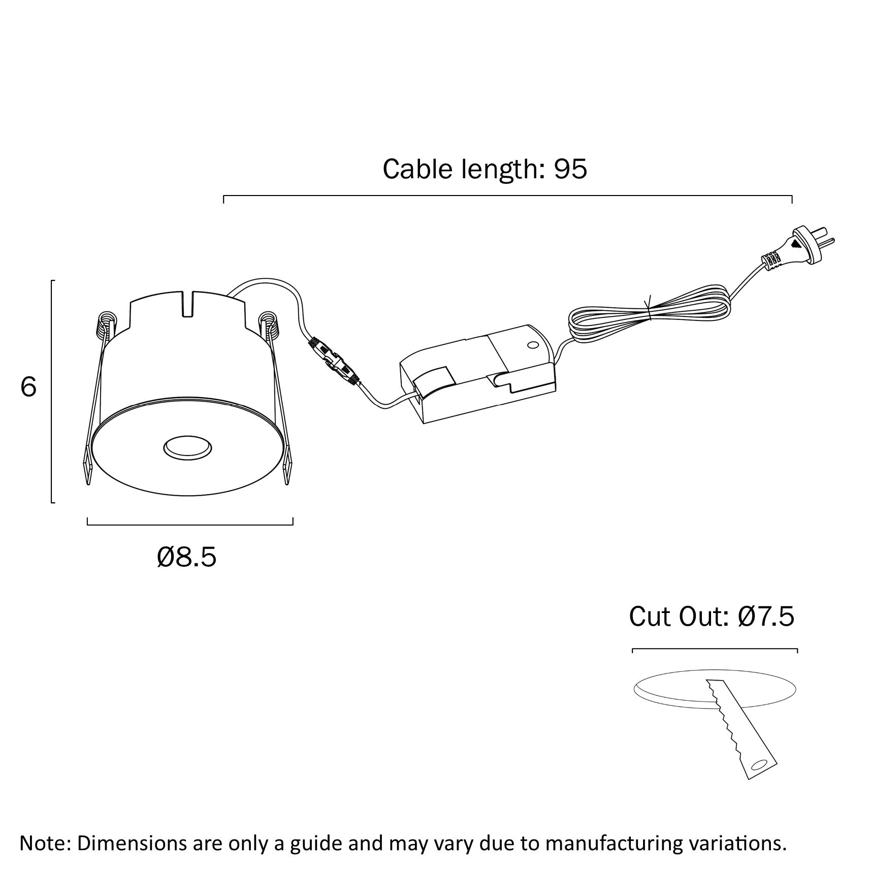 Pira 85mm LED Recessed LED Downlight 10W 3000K White & Dark Grey - PIRA DL85-WH93