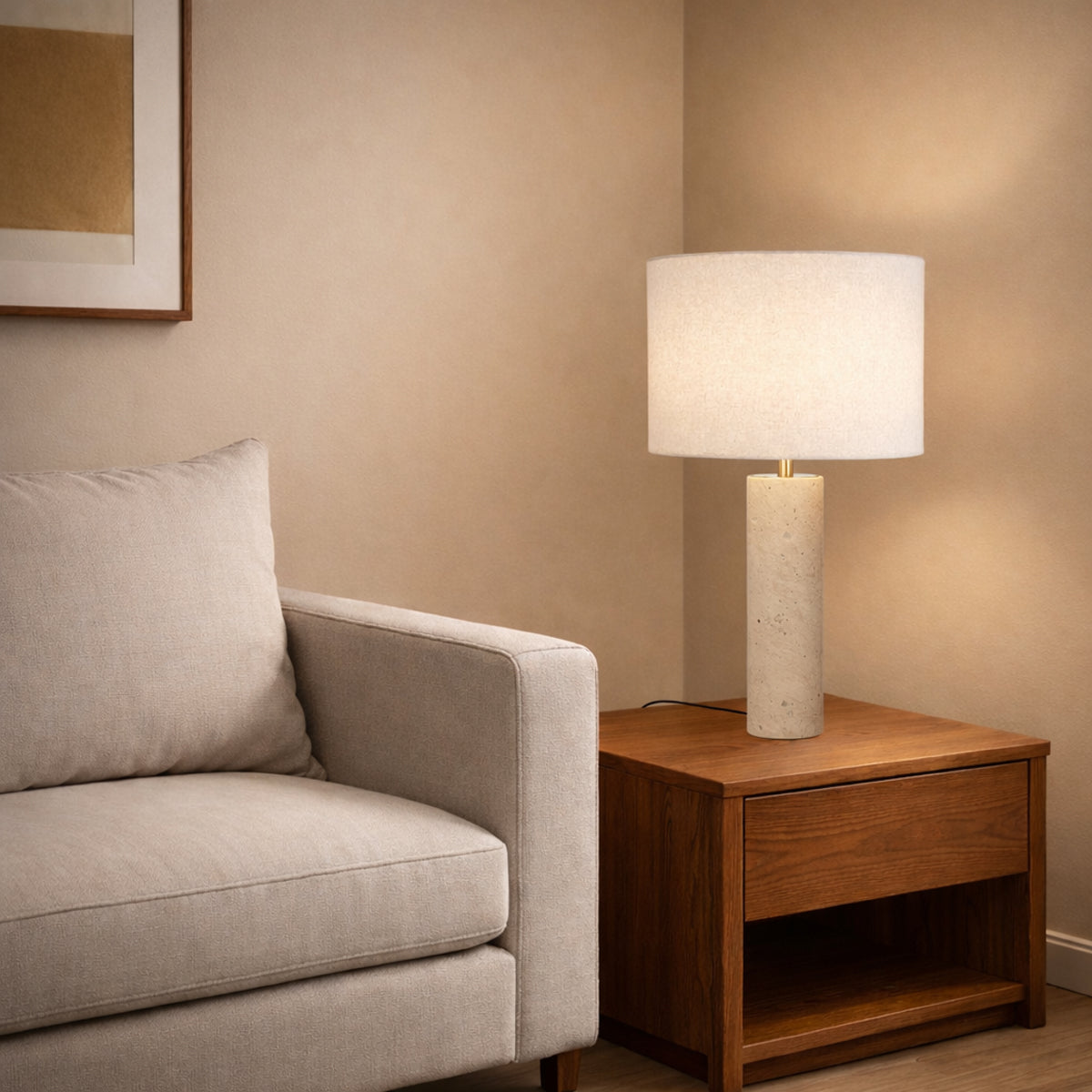 Polano Large Table Lamp Beige, Ivory & Antique Gold - POLANO TLL-BEIV