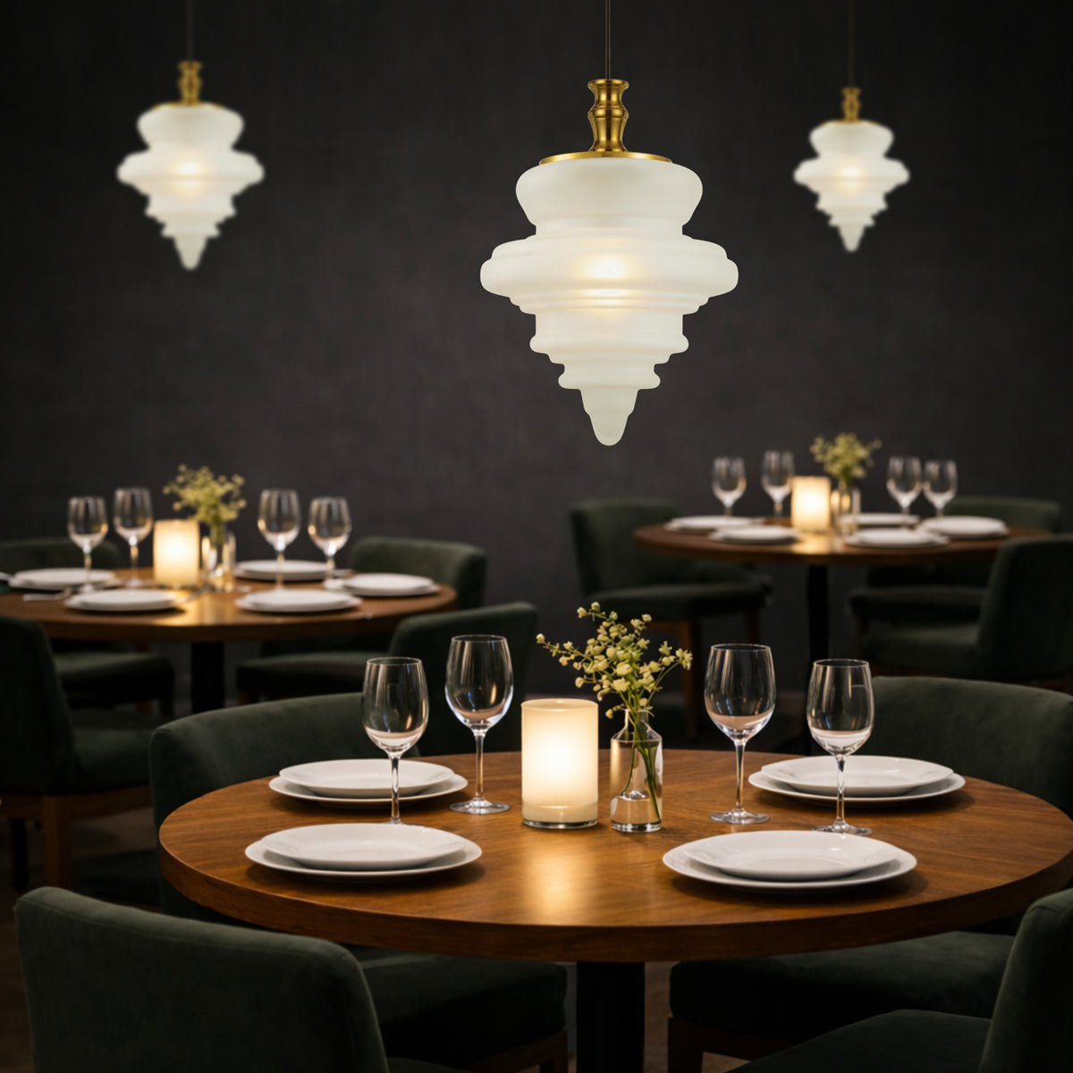 Privas 380mm Pendant Light Antique Gold & Frost - PRIVAS PE38-AGFR