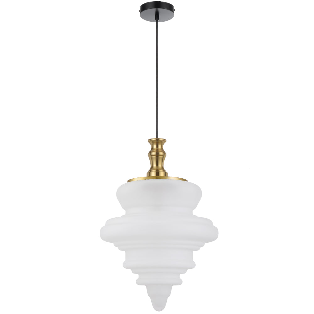 Privas 380mm Pendant Light Antique Gold & Frost - PRIVAS PE38-AGFR