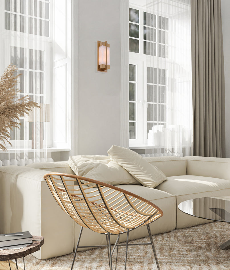 Puente Rectangular Wall Light Brass & White - PUENTE1