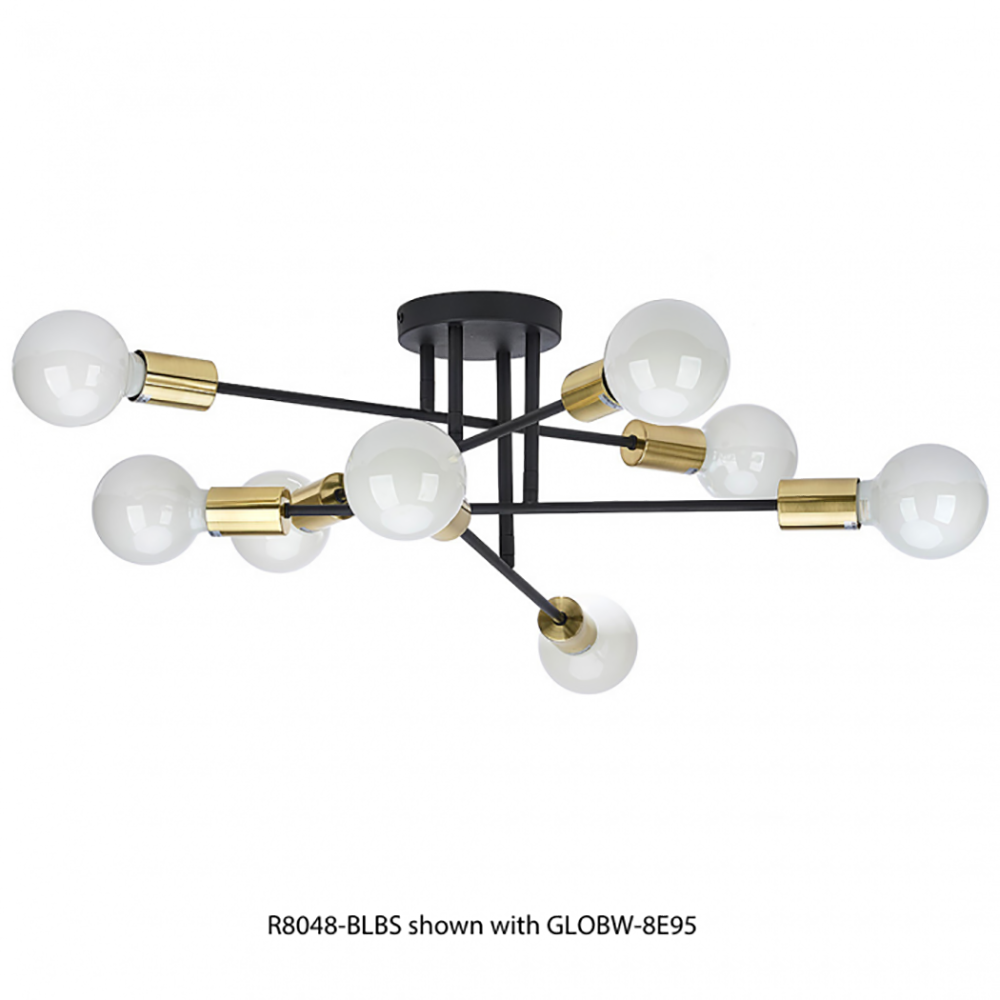 Buy Semi-Flush Mount Lights Australia Alvie Semi-Flush Mount 8 Lights Black / Gold Metal - R8048-BLBS