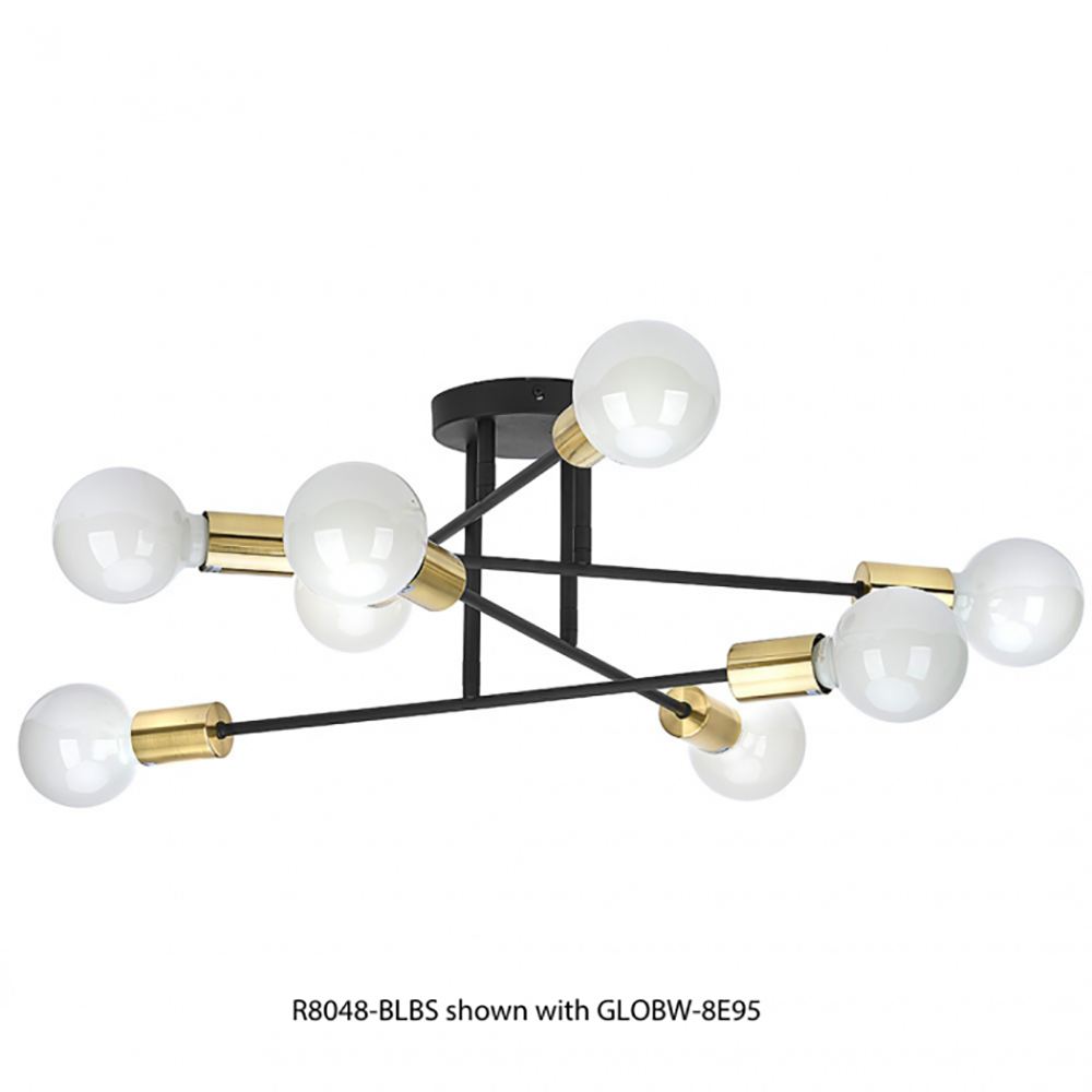 Buy Semi-Flush Mount Lights Australia Alvie Semi-Flush Mount 8 Lights Black / Gold Metal - R8048-BLBS