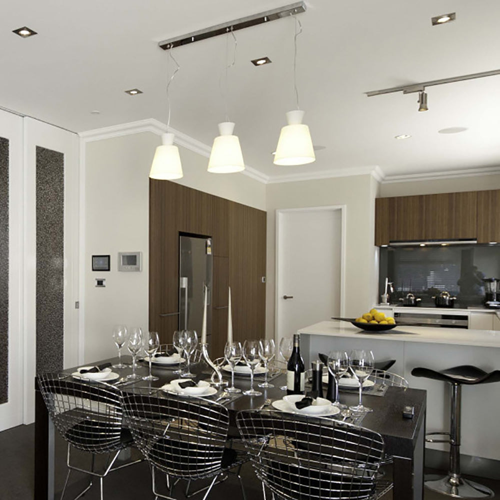 Buy Pendant Lights Australia Ribbed Pendant 3 Lights White / Chrome Glass - QH2149-3S