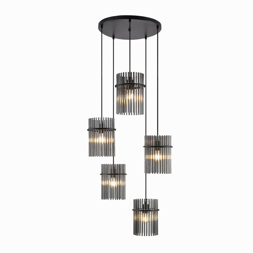 Buy Cluster Pendants Australia QUILO Cluster Pendant 5 Lights Black Smoke - QUILO PE5-BKSM
