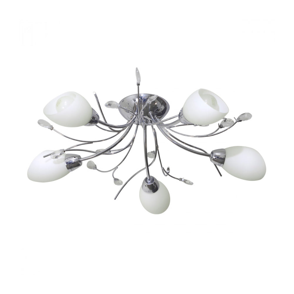 Buy Semi-Flush Mount Lights Australia Tulip Semi-Flush Mount 5 Lights White / Chrome Glass - R1765-5C-CH
