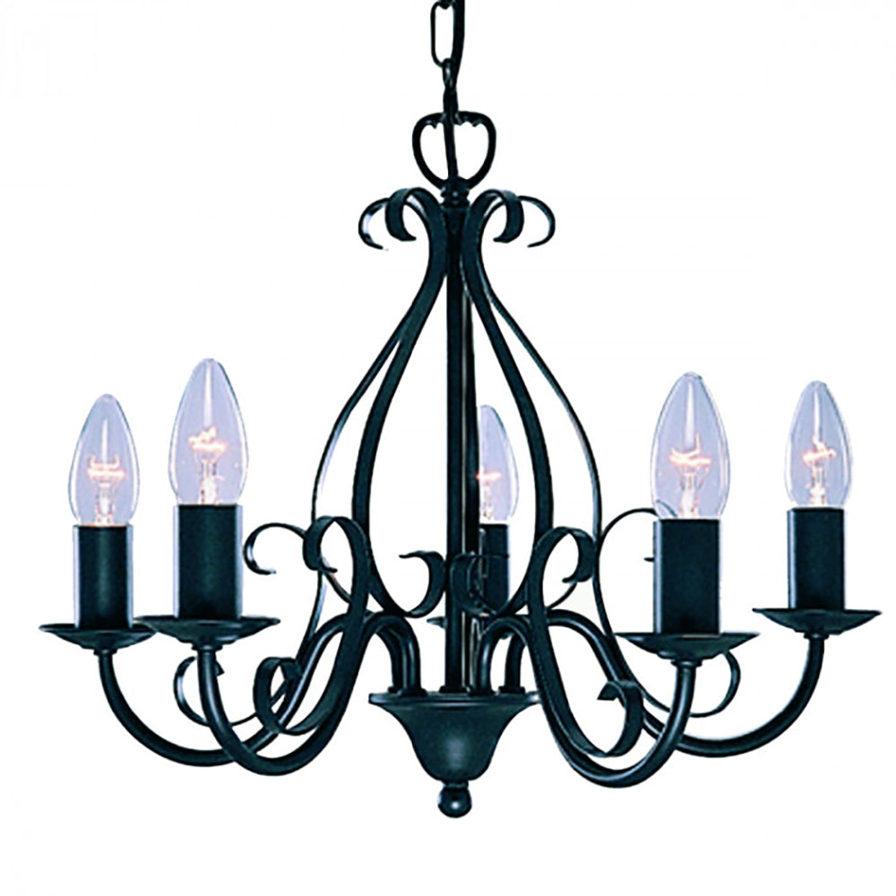 Ambrosia Chandelier 5 Lights Black Iron - R1895-5P-BL