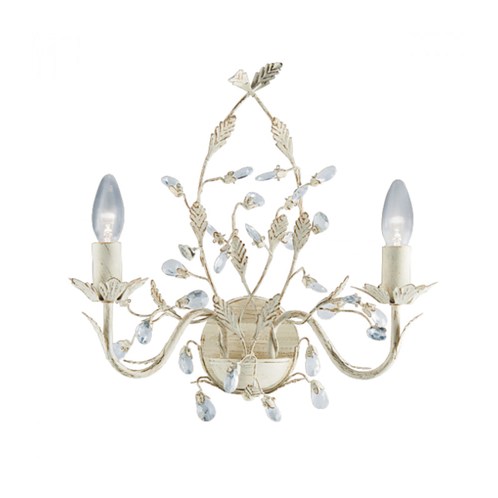 Buy Wall Sconce Australia Jasmine Wall Sconce 2 Lights Cream / Gold Crystal - R2492-2B-CR