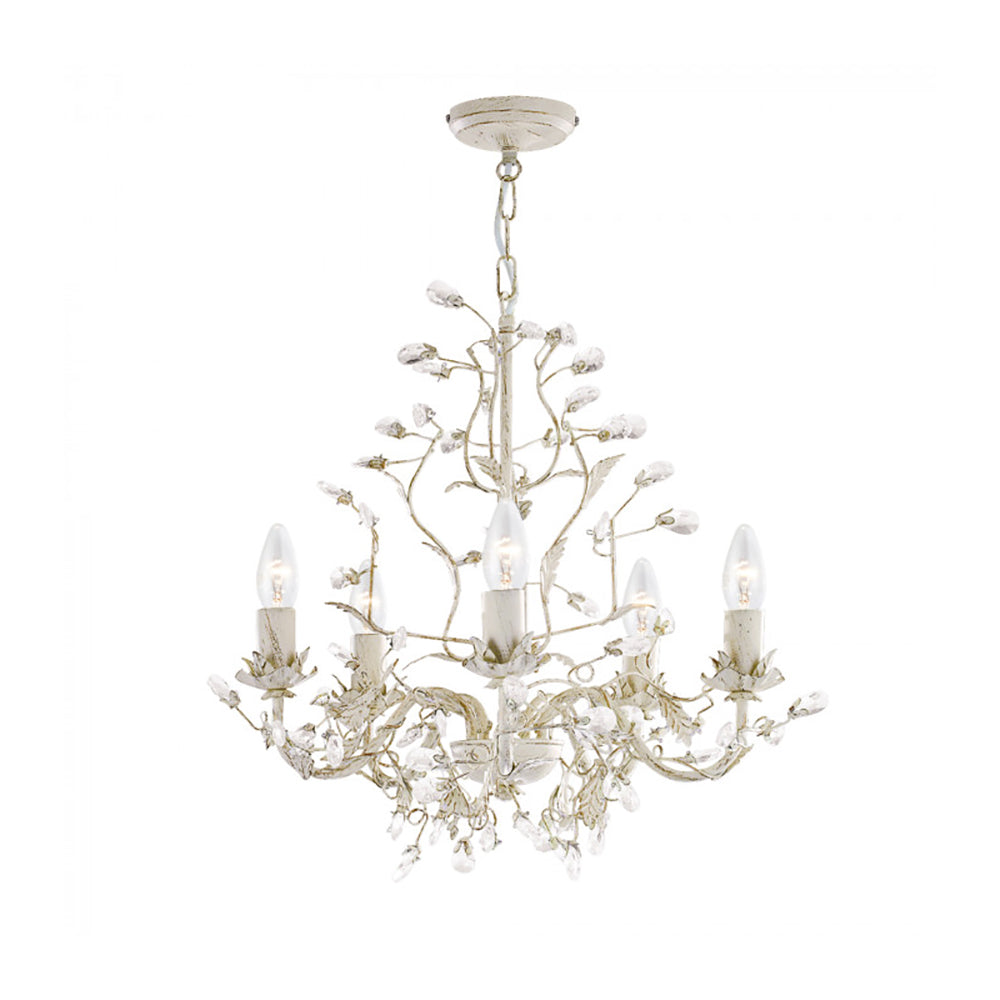 Buy Chandeliers Australia Jasmine Chandelier 5 Lights Cream / Gold Crystal - R2495-5P-CR
