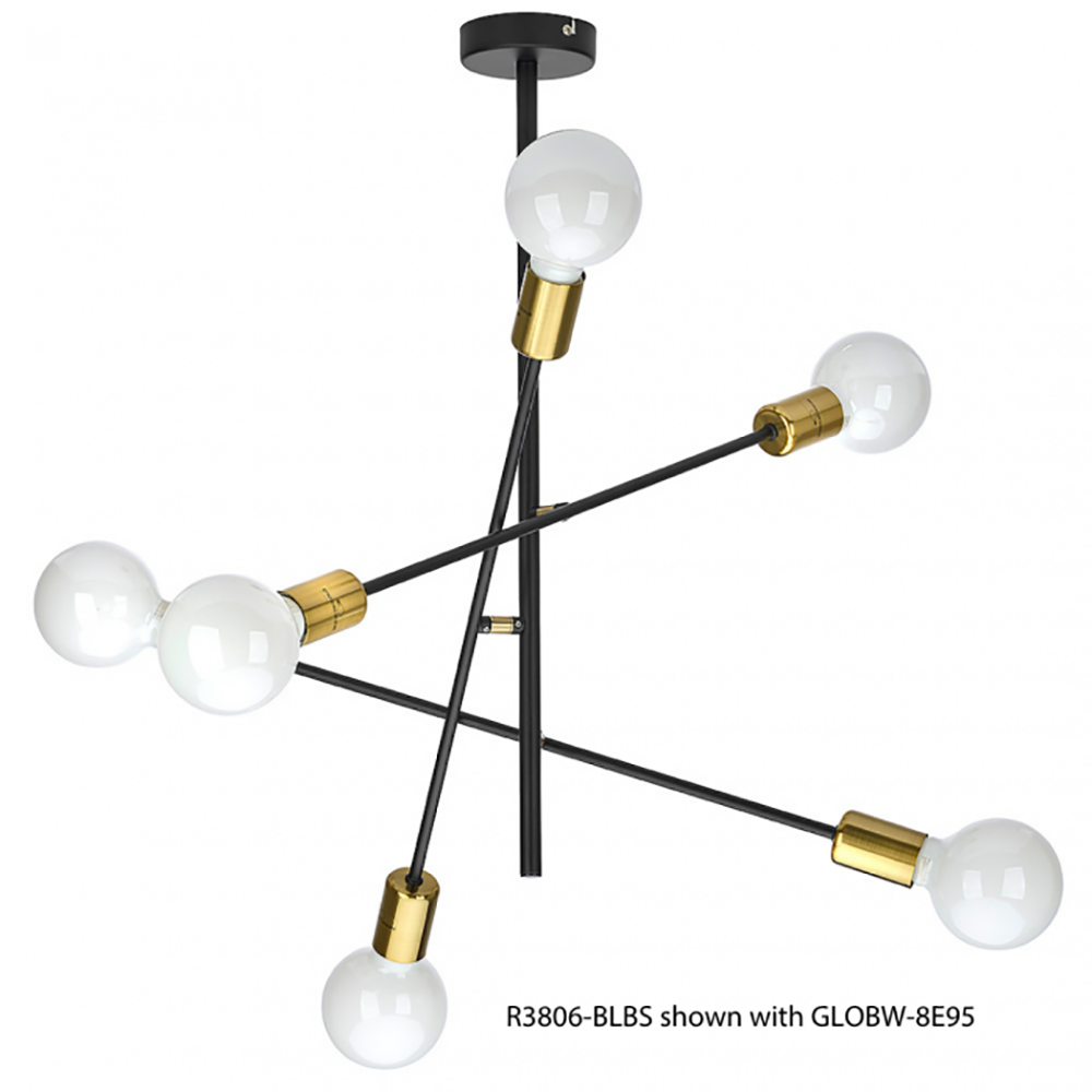 Buy Semi-Flush Mount Lights Australia Alvie Semi-Flush Mount 6 Lights Black / Gold Metal - R3806-BLBS