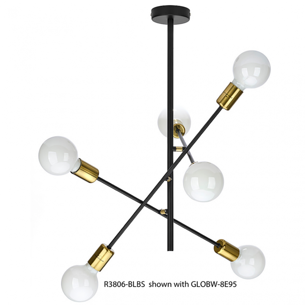 Buy Semi-Flush Mount Lights Australia Alvie Semi-Flush Mount 6 Lights Black / Gold Metal - R3806-BLBS