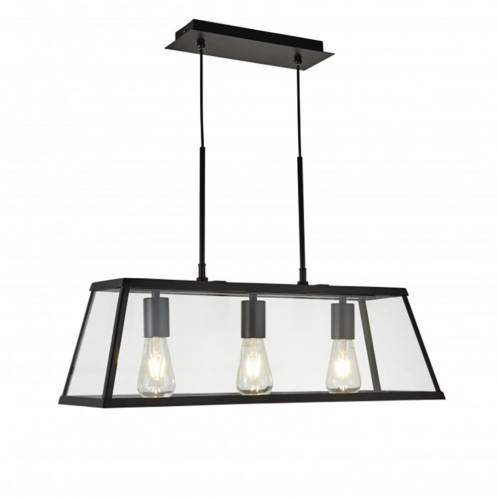 Buy Island Pendant Lights Australia Island Pendant 3 Lights Black Metal / Glass - R4613-BL