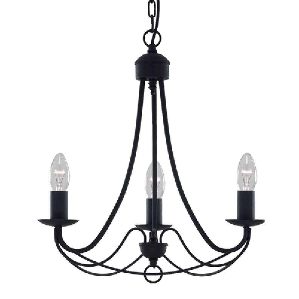 Maypole Chandelier 3 Lights Black - R6343-3P-BL