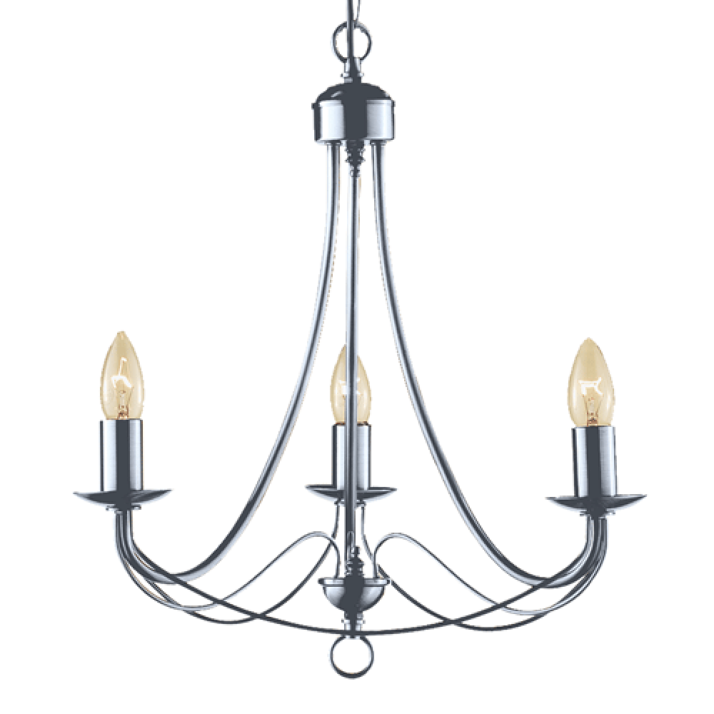 Maypole Chandelier 3 Lights Satin Chrome - R6343-3P-SC