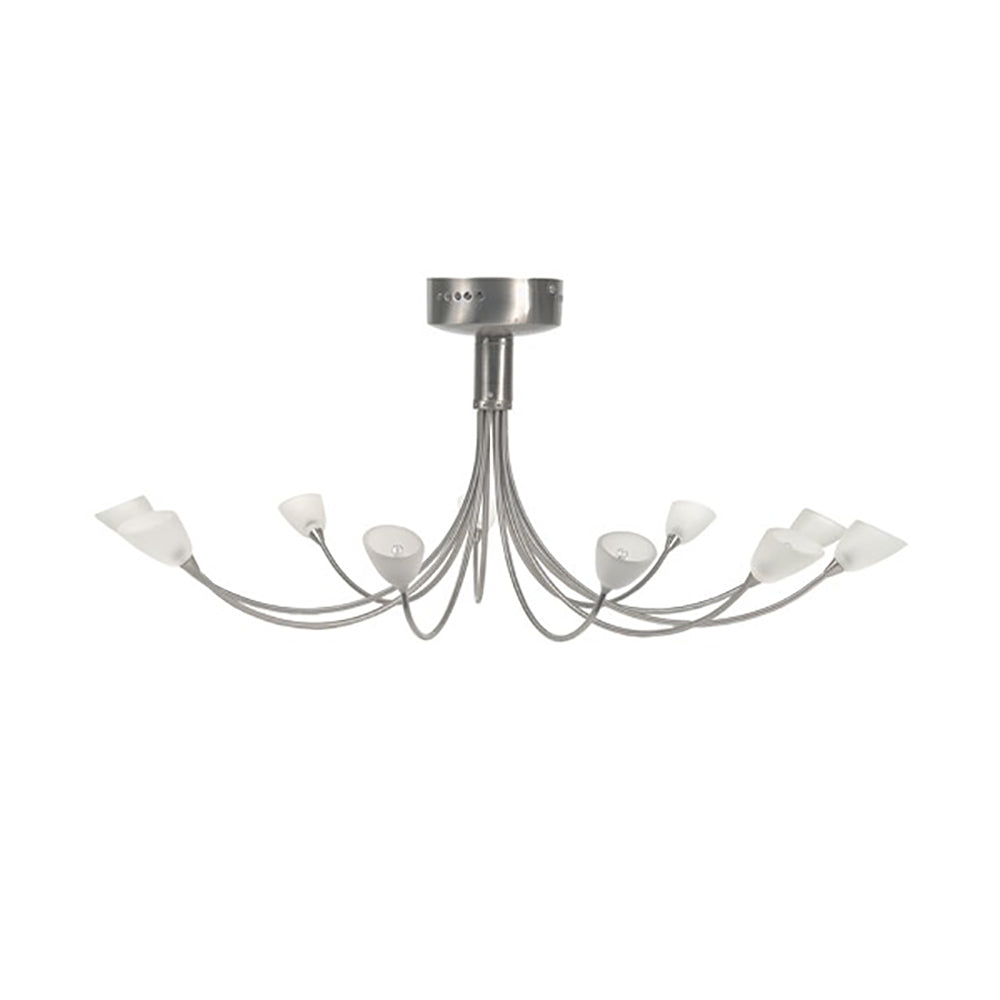 Buy Semi-Flush Mount Lights Australia Xandra Semi-Flush Mount 10 Lights Satin Chrome Glass 3000K - R80228-10C-SC