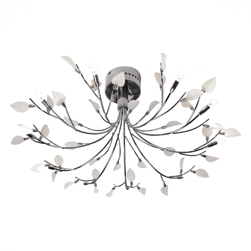 Willow Semi-Flush Mount 10 Lights Chrome / White Glass 3000K - R81510-10C-CH