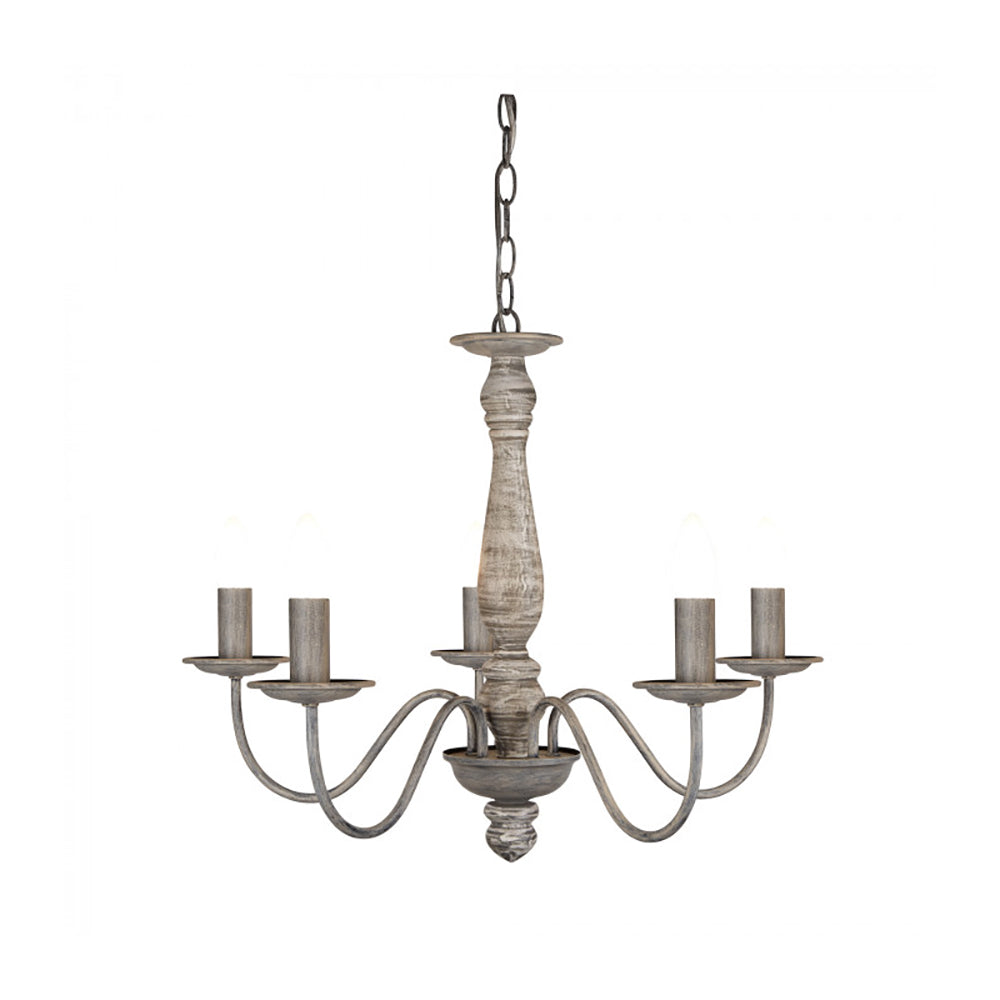 Quincy Chandelier 5 Lights Grey Metal / Wood - R9235-GY