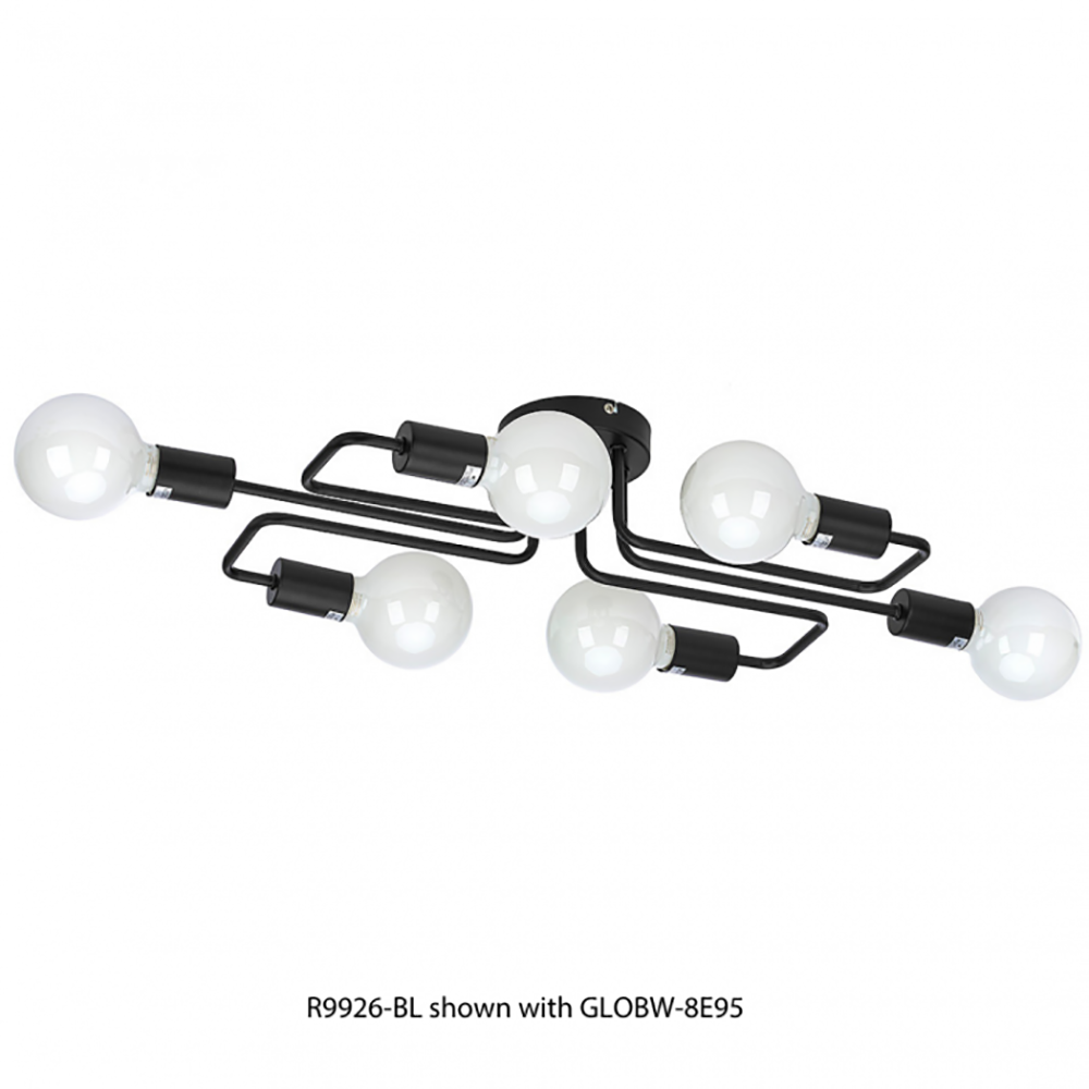 Buy Semi-Flush Mount Lights Australia Beaufort Semi-Flush Mount 6 Lights Black - R9926-BL