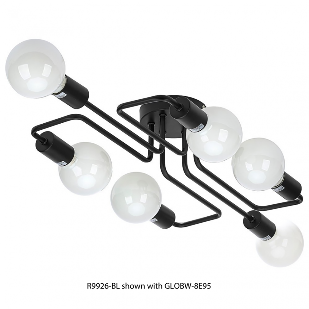 Buy Semi-Flush Mount Lights Australia Beaufort Semi-Flush Mount 6 Lights Black - R9926-BL