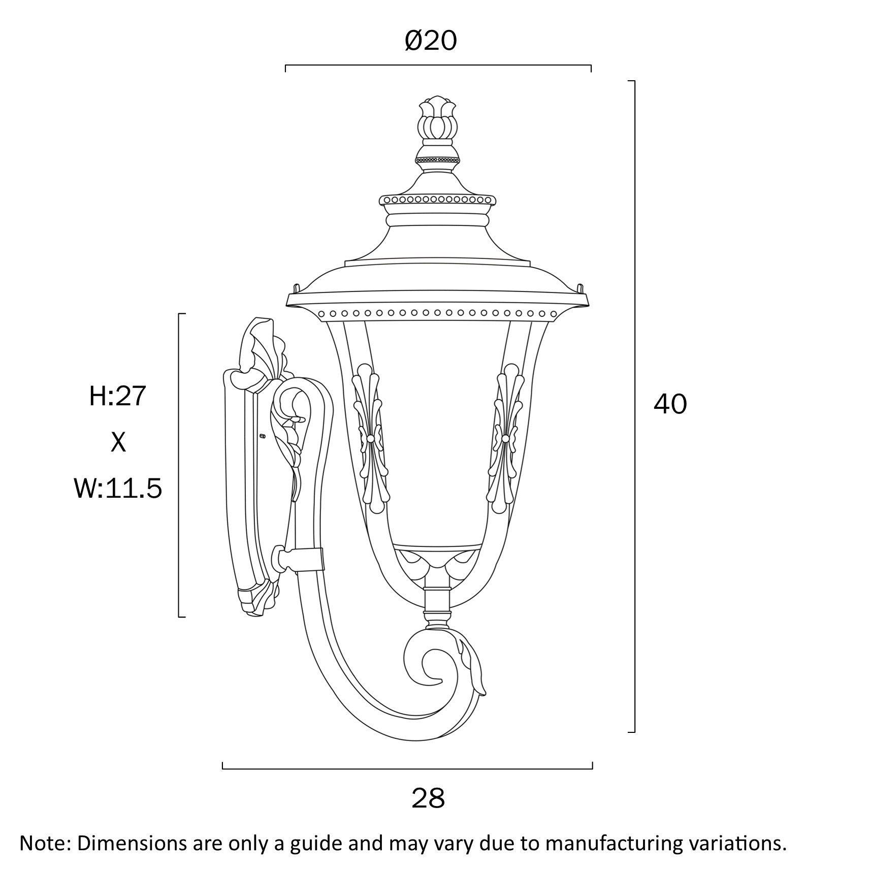 Ramiro 200mm Exterior Wall Light Black - RAMIRO EX20-BK