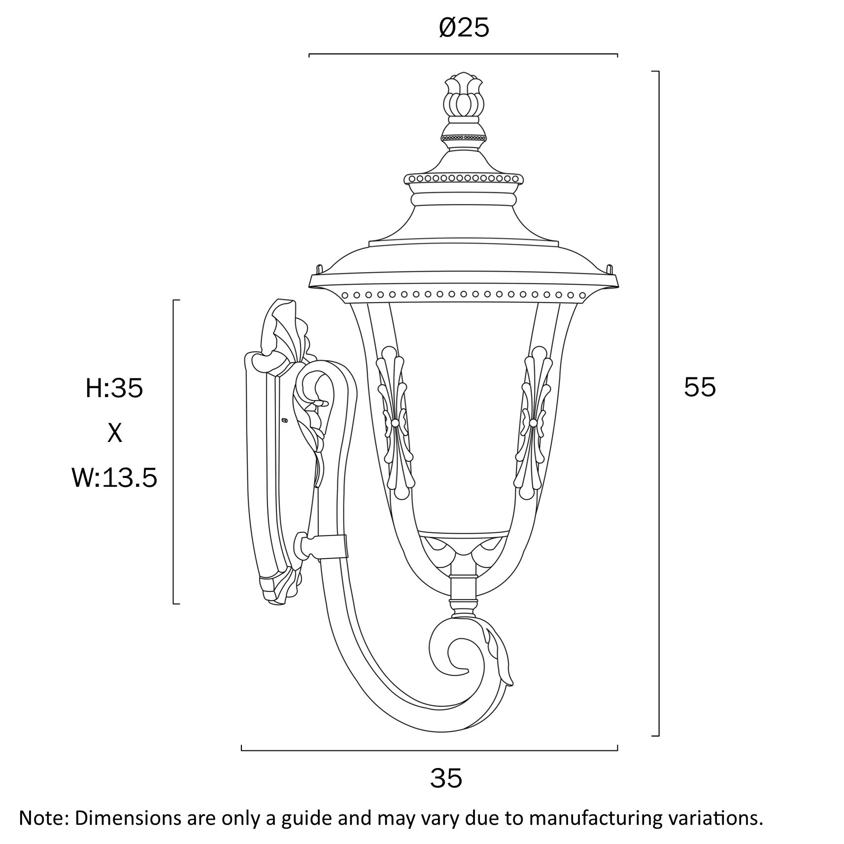 Ramiro 250mm Exterior Wall Light Black - RAMIRO EX25-BK