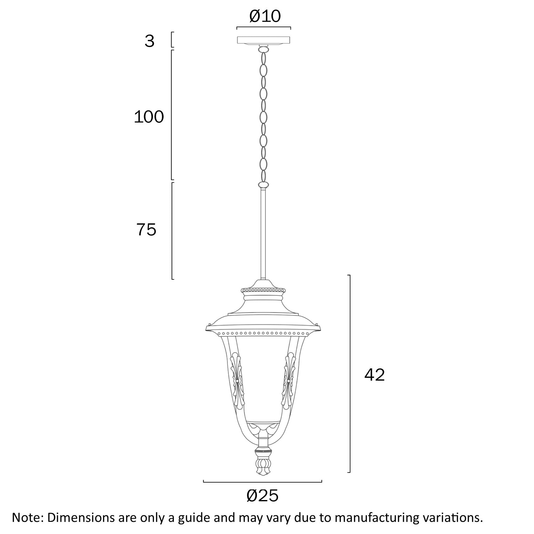 Ramiro 250mm Ceiling Lanterns Black - RAMIRO PE25-BK