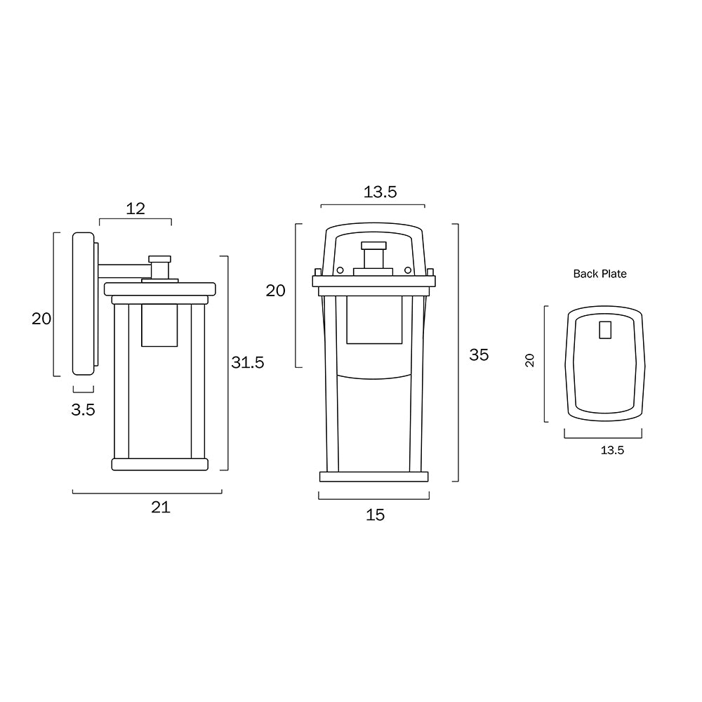 Buy Exterior Wall Lights Australia Reese 1 Light Wall Light Large Black - REESE EX18-BK