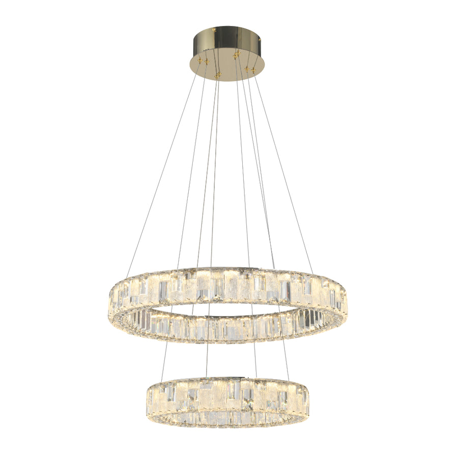 Rias LED 2 Tier Pendant 48W Tri Colour Gold - RIAS PE2T-GD3C