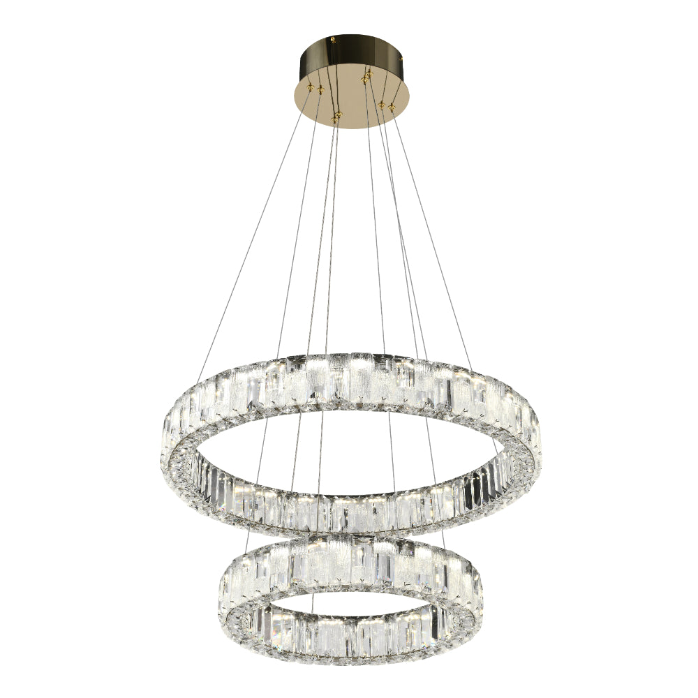 Rias LED 2 Tier Pendant 48W Tri Colour Gold - RIAS PE2T-GD3C