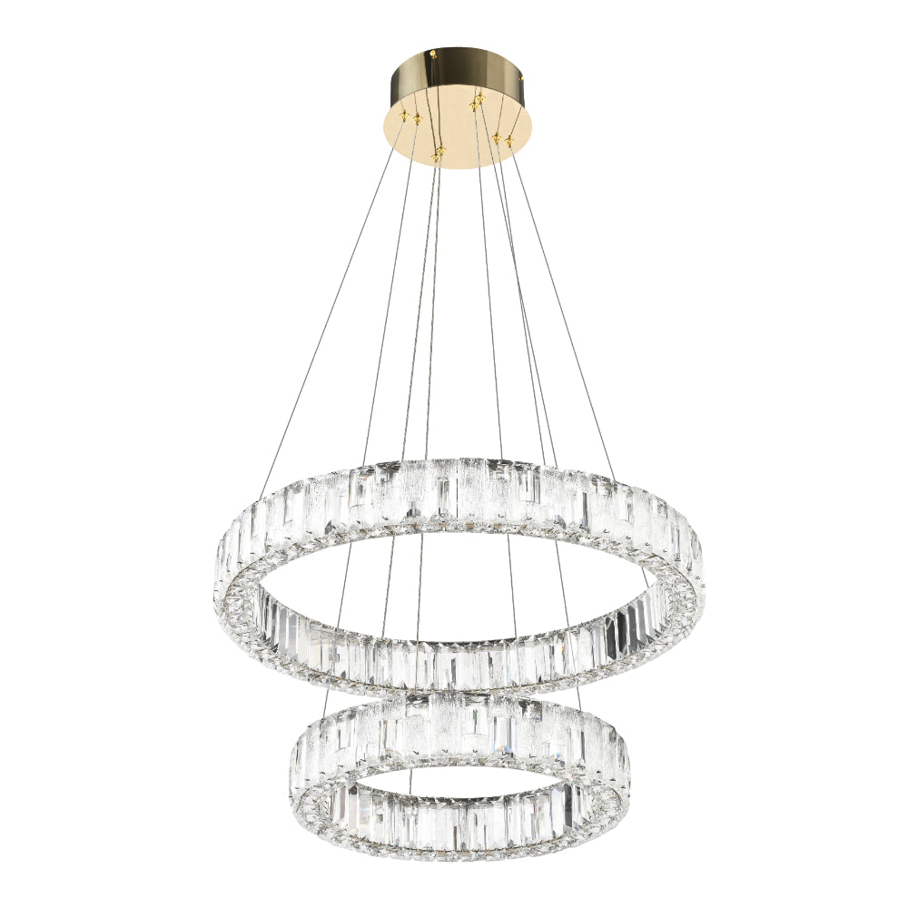 Rias LED 2 Tier Pendant 48W Tri Colour Gold - RIAS PE2T-GD3C