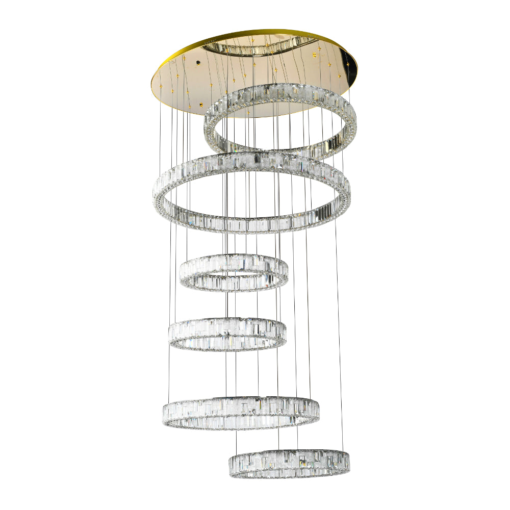 Rias LED 6 Tier Pendant 175W Tri Colour Gold - RIAS PE6T-GD3C